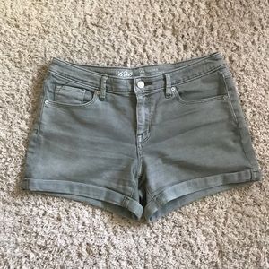 Olive Green Denim Shorts